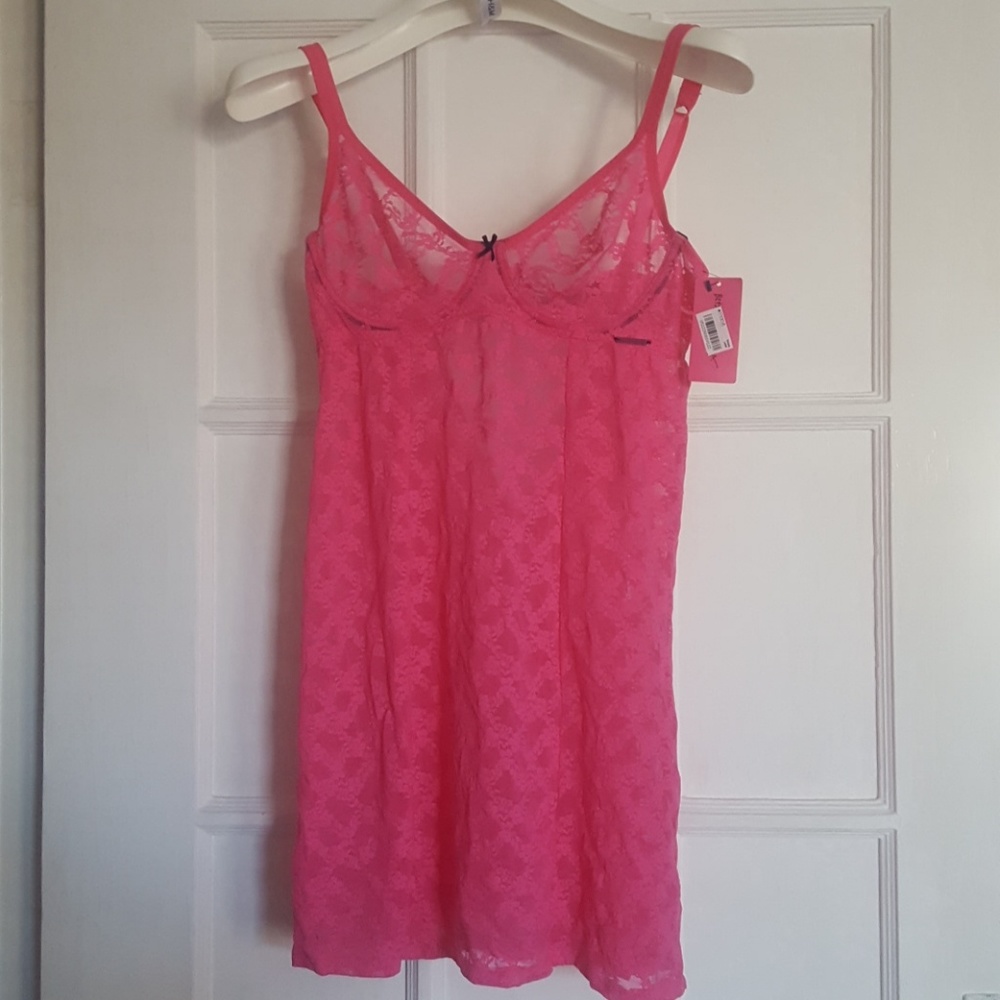 Betsy Johnson Pink lace slip